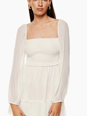 Aritzia Wilfred Tempest Chiffon Mini Dress White 2XL